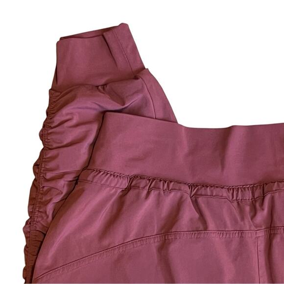 Athleta Women’s Sz 6 Red Attitude Lined Pants Pull On Ruched Joggers - Picture 9 of 13